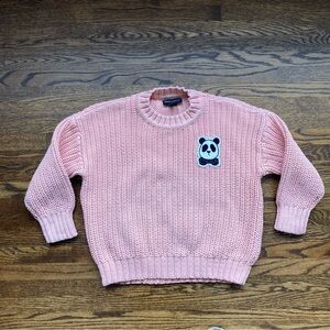 Mini Rodini Heavy Knitted Sweater pink panda appliqué 128/134 8-9 but runs small
